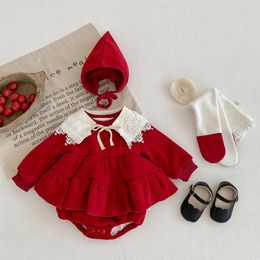 MILANCEL Winter Christmas Gift Baby Bodysuits Fur Lining Girls Infant Princess Birthday Clothes 240305