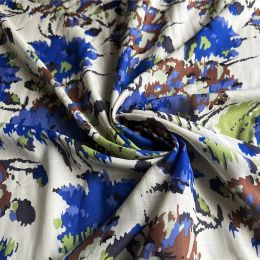 Fabric 1 meter X 1.35 meter Blue Painting Floral Silk Cotton Fabric For Dress Shirt