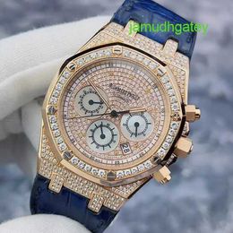 AP Mechanical Watch Pilot Watch Royal Oak Series 26022OR With Diamond Studded Starry Sky 18K Rose Gold Material Mechanical Mens Date Timing Function