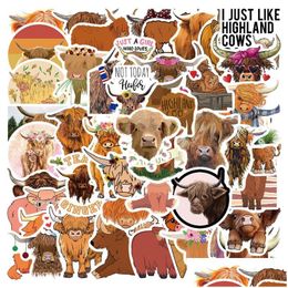 Car Stickers 50Pcs/Lot Cute And Funny Highland Cattle Sticker Kyloe Cow Iti Kids Toy Skateboard Phone Laptop Lage Decals Drop Delivery Ot0Mh