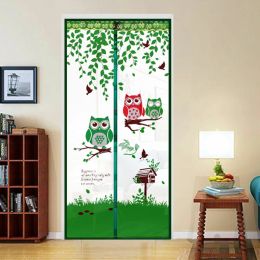 Curtains 24 Colour Summer Anti Mosquito Insect Fly Bug Curtains Magnetic Tulle Mesh Net Automatic Closing Door Curtain Owl Kitchen Curtain