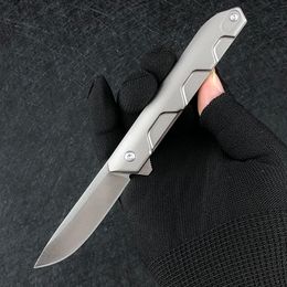 Top Quality A5023 Flipper Knife N690 Satin Blade CNC Anodizing Aviation Aluminium Handle Ball Bearing Outdoor Camping Hiking Fishing EDC Pocket Knives