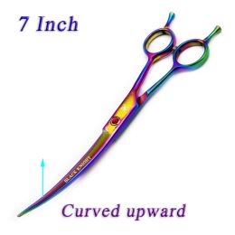 Scissors Pet Scissors 7" Upward Curved Pet Grooming Scissors Professional Multicolor Hair Cutting Shears Barber Using Dogs & Cats