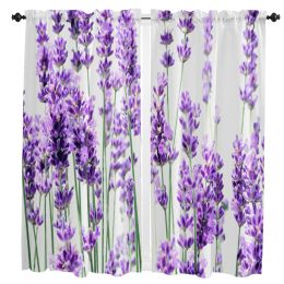 Curtains Lavender Plant Flowers Curtains For Living Room Bedroom Window Treatment Home Decoration Drapes Kitchen Curtain