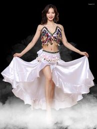 Stage Wear Belly Dance Bra Skirt Waist Chain Set Performance Long Suit Carnaval Disfraces Adults Sari Indien Pour Les