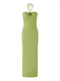 Casual Dresses Women Slip Dress Spaghetti Straps Flower Hollowed Summer Long Cocktail Clubwear