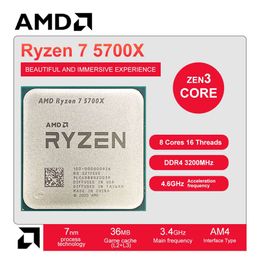 AMD New Ryzen 7 5700X R7 5700X 3.4 GHz 8-Core 16-Thread CPU Processor 7NM Socket AM4 Desktop Gamer Ryzen processor 7 Accessories