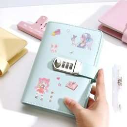 Portable Makaron Creative Password Diary Multifunction Locked Notepad Stationery Notebooks and Journals Sketchbook A6 Binder 240311