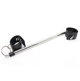 Adult Sex Products Black PU Leather Ankle Cuffs With Stainless Steel Spreader Bar Bondage Restraint Sex Toys For Couple Shackles q2612456