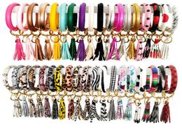 90 Colors Tassels Keyring Bracelets Wristlet Keychain Bracelet Circle Key Ring Bangle Key Ring Chain for Women 385 V28460745