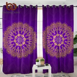 Curtains BeddingOutlet Mandala Curtains for Living Room Flower Kitchen Curtain Purple Floral Rideaux Bohemia Hippie Home Decor Dropship