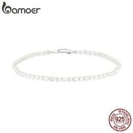 925 Sterling Silver Natural Pearl Necklace Irregular Fresh Water Pearl Neck Chain for Women Elegent Fine Jewellery BSN272 240301