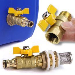 Connectors 16mm Brass Ball Valve Water Tank Joint Quick Connector Garden Irrigation Aquarium Fish Tank Adapter 304 Stainless Steel Philtre