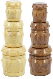 Wooden Drum Grinder Wood Matel Herb Grinders 2 Types 40mm 50mm 63mm 4Layers Tobacco Grinder Cursher Grinders smoking SEA 1968242