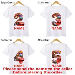 T-shirts Car Pixar Boys T shirt Kids Clothes 1-9 Years Birthday Children T-Shirts Baby Girls Tops ldd240314