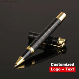 Fountain Pens Fountain Pens Luxury Metal Lattice Black Signature Ballpoint Pens for Business Writing Office Supplies Stationery Customized Name Gift Q240314