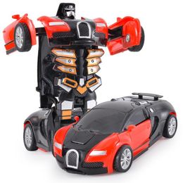 Wholesale children's shape-shifting toy car inertial impact one-button shape-shifting boy puzzle collision shape-shifting Autobot