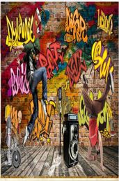 Custom po wallpapers 3d murals wallpaper Retro graffiti street dance bar background wall papers home decoration6362141