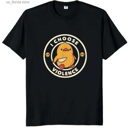 Men's T-Shirts I Choose Violence T Shirt Funny Duck Humour Slogan Strtwear Oversized Casual Cotton O-neck Oversized T-shirts Men Clothing Y240314