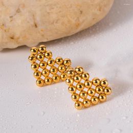 Stud Earrings Punk Personality Handmade Stainless Steel Ball For Women Gold Colour Beads Heart Ear Buckle Hoops Charm Jewellery