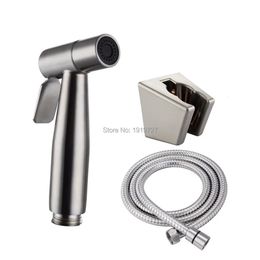 Brushed Stainless Steel Only Cold Bidet Faucets Mixers Taps Hand Held Bidet Shower Head Sprayer Shower Holder Shower Hose 240311