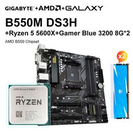 GIGABYTE B550M DS3H Motherboard Set+AMD Ryzen 5 5600X R5 5600X CPU+GALAXY 8G 3200 8G*2 RAM Motherboard Processor and Memory Kit