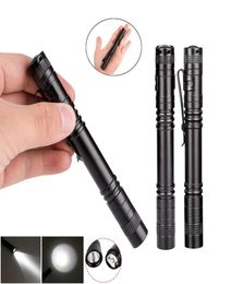 Pen Clip LED Flashlight Aluminium Alloy Battery Operation 1 Mode Torch Light For Night Fishing Camping Pocket Outdoor Penlight7019017