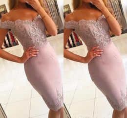 2019 Cheap Sheath Cocktail Dress Dusty Rose Pink Knee Length Bodycon Formal Club Wear Evening Prom Party Gown Plus Size Custom Mad2064666