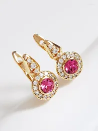 Stud Earrings Trendy Clip Made With Crystals From Austria For Female Fashion Daily Accessory Round Women's Hanging Earing Bijoux