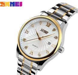 SKMEI Fashion Mens Watches Brand Business Watch Men Stainless Steel Strap Quartz Wristwatches Relogio Masculino