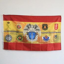 Accessories Flag of Spain with The Angel Custio Thin Blue Line Police Civil Guard 3x5FT 90x150cm 100D Polyester with Brass Grommets