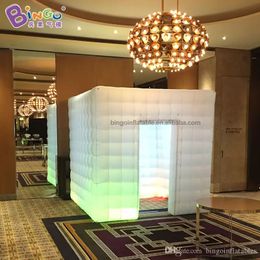 wholesale 5x5x3mH (16.5x16.5x10ft) sales trade show tent inflatable photo booth with lights toys sports inflation photographic kiosk for party event decoration