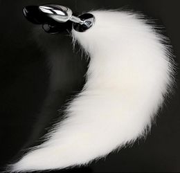 Flirting Toys White Fox Tail Anal Plug In Adult Games For FemaleMetal Anus Plug Fetish Porno Erotic Sex Products Toys For Women3635770