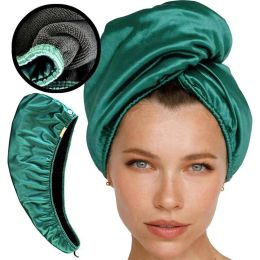 Caps Microfiber Hair Wrap Towel Double Layer Curly Hair Turban Towel for Women Satin Hair Drying Towel for Curly Hair