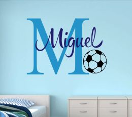 Stickers Customise Name Soccer Wall Stickers For Kids Room Personalised Boys Name Bedroom Nursery Wall Art Pic Baby Wall Decals JW012