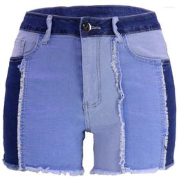 Women's Jeans 2024 Summer Women High Waist Denim Shorts Fringe Frayed Ripped Short Pants Hem Slant Pockets Patchwork Trousers