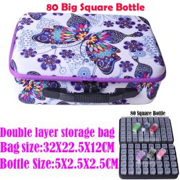 Stitch 5D Diamond Painting Accessories Storage Box Double Layer 140 Slot Beads Bottles Container Jar Zipper Case for DIY Diamand Painti