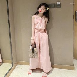 Clothing Sets Children Set Summer 2024 Vest Wide Leg Pants Two Pieces Teenage Kids Outfits Groups Pink Girls Clothes 10 12 16 Years