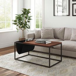 batamiu Riley Indoor Walnut Sofa Table with Metal Frame and Canvas Hanger Stocked the US, Delivered in 5 Days.