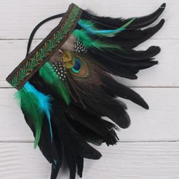 Hair Clips Peacocks Feather Ethnic Headband Festival Wedding Hoop For Girls Drop