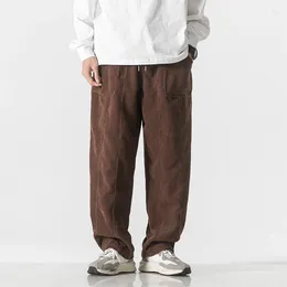 Men's Pants 2024 Autumn Winter Men Corduroy Women Soft Korean Style Solid Colour Straight Wide Leg Trousers Sweatpants Man