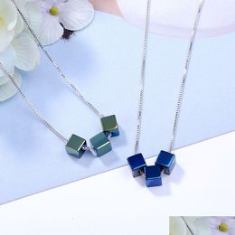 Pendant Necklaces Sansheng Stone Short Necklace Womens Clavicle Chain Japanese And Korean Simple Hansen Series Small Fresh Geometric Dh24Z