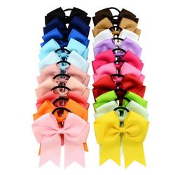 20 colors Bowknot Solid Girls Cheerleading Hair Bow Grosgrain Ribbon Cheer Bow Elastic Band Ponytail Hairs Holder For Girl Women 2677309