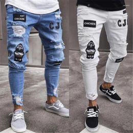 Men's Jeans Korean 2024 Men Pleated Denim Casual Ripped Hole Fashion Pencil Pants Trousers Hip Hop Jogger Male Pant Plus Size