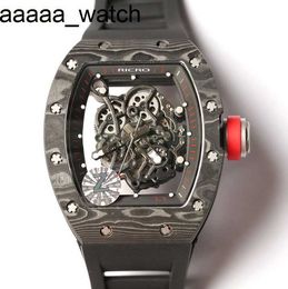 RichardMill Watch Mens Luxury Watches Black Carbon Fibre Case Mechanical Automatic Butterfly Buckle Rubber Multicolor Strap Hollow Movement Ricro