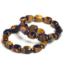 Tiger Eye Box Natural Stone Bracelet Square Natural Gemstones Beaded Bracelets for Women Men Fashion Jewelry