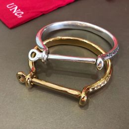 Selling European and American Original Fashion Electroplating 925 Silver 14 K Gold Lock Design Bracelet Jewelry Gift 240220