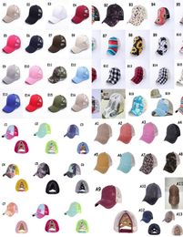 Ponytail Cap Sun Visor Messy Bun Hats Cotton Patchwork Snapback Ball Summer Hip Hop Perform DIY Baseball Outdoor Hat6435015