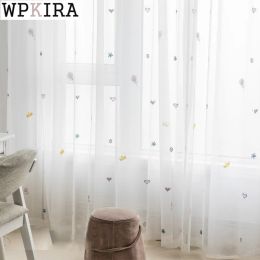 Curtains Cartoon Kids Girls Curtain Candy Embroidery Voile for Living Room Sheer Mesh Fabric Bay Window Drape S491#C