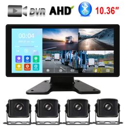 Control 10.36 Inch Ips Touch Screen Car Monitor 4ch Surveillance Camera Ahd 1080p Colour Night Vehicle Cam Systems Parking Video Recorder